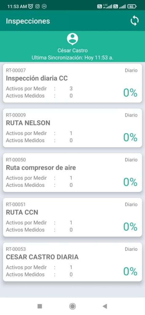 Rutas de inspección check list