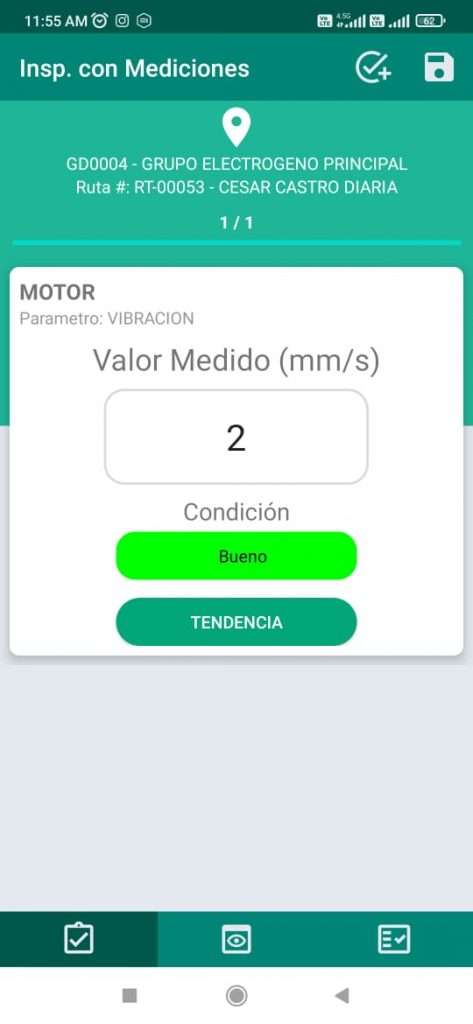 Valores de vibración